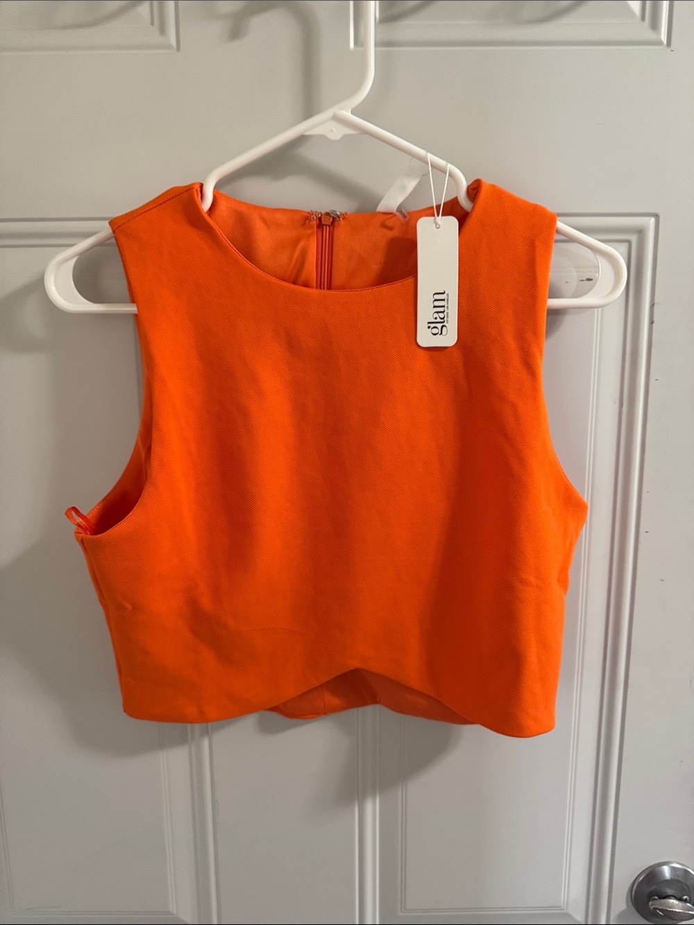 Glam Orange Sleeveless Crop Tank Top